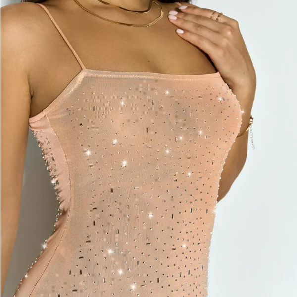 Robe longue, élasticité, serrée, jupe décontractée, sans manches, Sexy, longue bretelle - 030825/1939 – Image 6