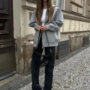 Veste  à capuche avec fermeture éclair, décontracté, ample - 210925/1145